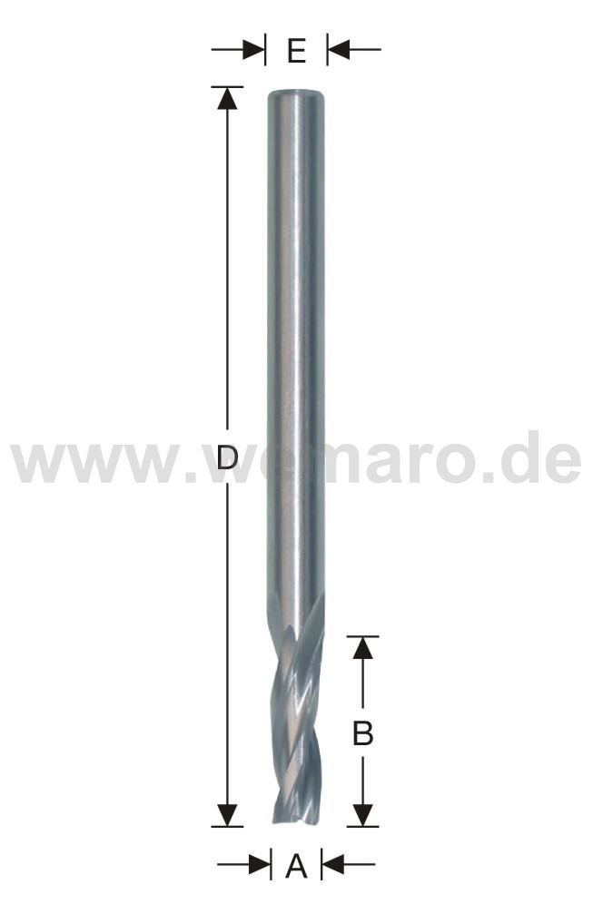 Dichtungsnutfräser HSS-E 7x20/100 mm S-8, Z-3 spiralig
