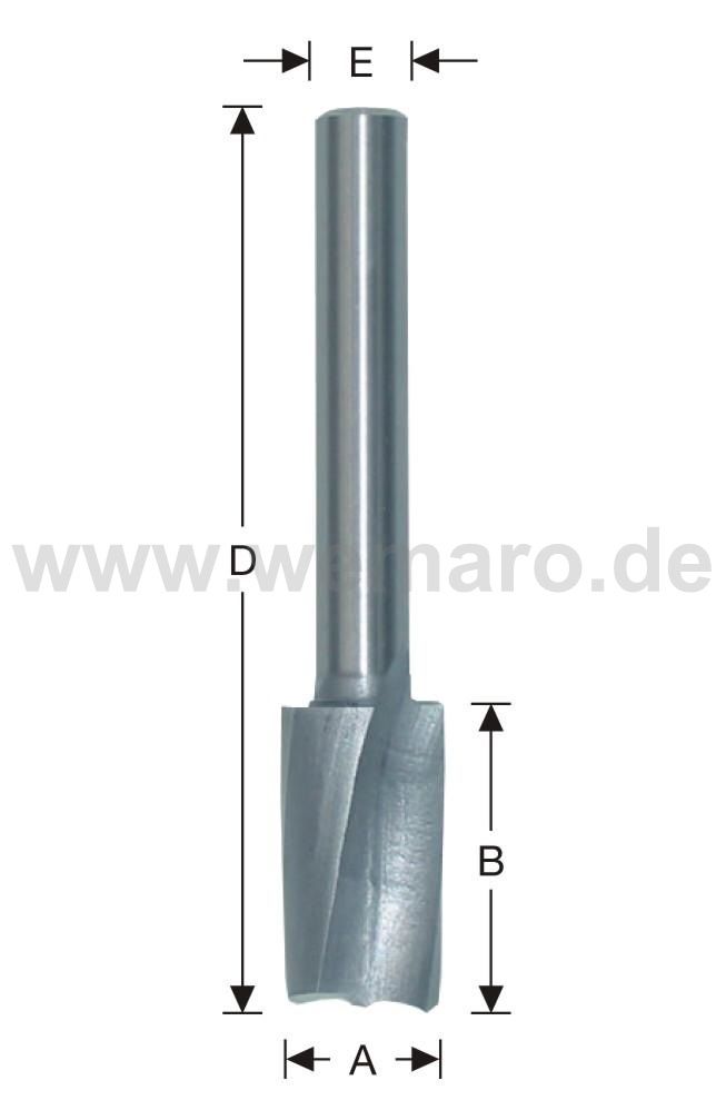 Schlosskastenfräser HSS-E 12x50/90 mm S-8, Z-2 spiralig