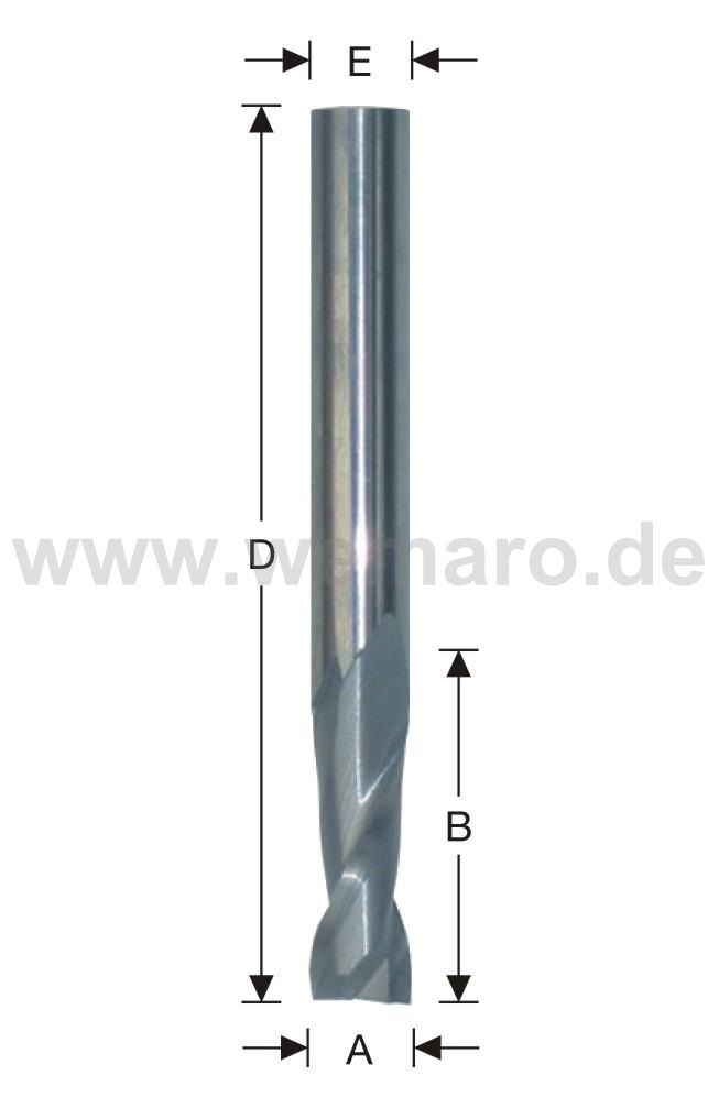Bohrnutenfräser VHM 12x12/60/100 mm S-12, Z-2 spiralig - Spiegelschliff -