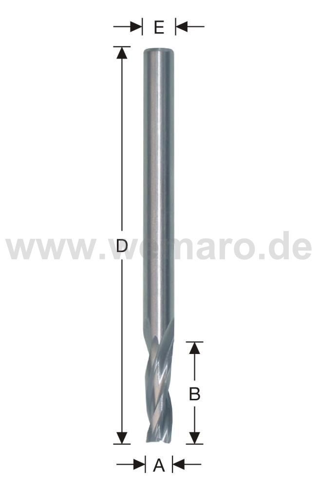 Dichtungsnutfräser HSS-E 6x20/120 mm S-8, Z-2 spiralig