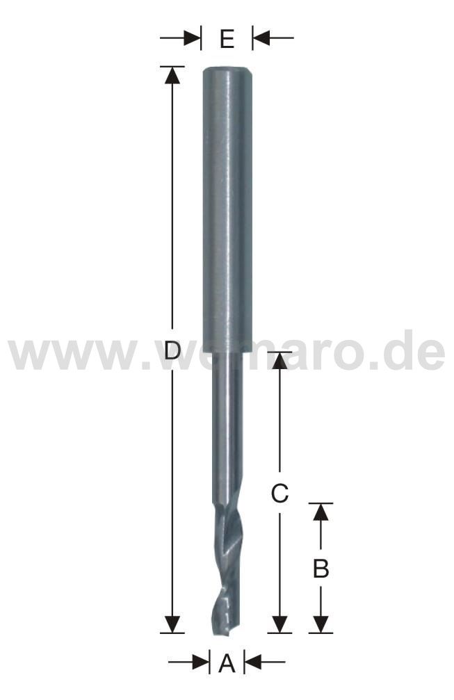 Wasserschlitzfräser VHM 5x45/60/120 mm, Z-1 spiralig mit Stahlschaft 8 mm