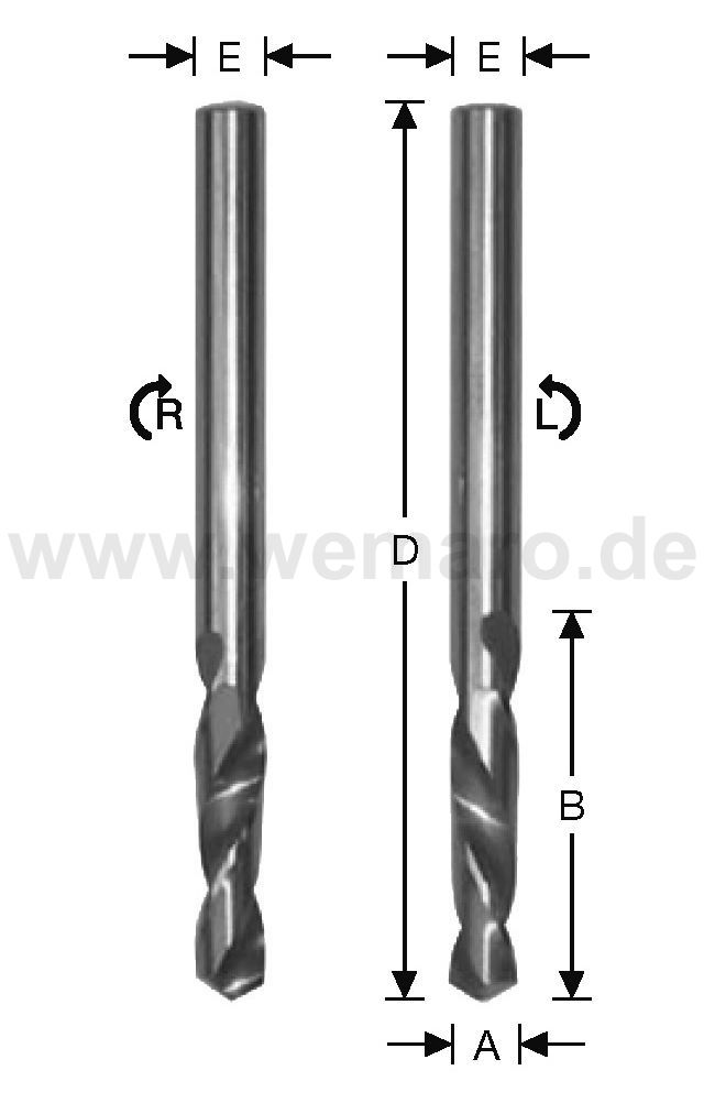 Spiralbohrer VHM, zyl. rechts 4,0x22x55 mm